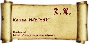 Kapsa Máté névjegykártya